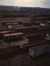 Freight cars in the Chicago and North Western Railroad classification yard(?), Chicago, Ill. , 1943. Creator: Jack Delano.
