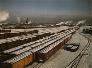 General view of a classification yard at C & NW RR's Proviso yard, Chicago, Ill., 1942. Creator: Jack Delano.