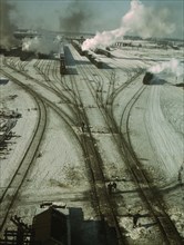 General view of one of the classification yards of the C & NW RR, Chicago, Ill., 1942. Creator: Jack Delano.