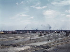 General view of part of classification yard at C & NW RR's Proviso yard, Chicago, Ill., 1943. Creator: Jack Delano.