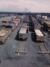 General view of part of the rip tracks at C & NW RR's Proviso yard, Chicago, Ill., 1943. Creator: Jack Delano.