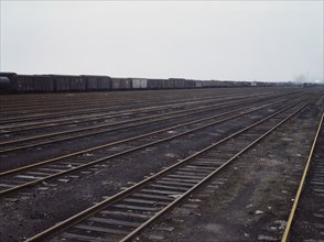 Tracks at Proviso yard of C & NW RR, Chicago, Ill., 1943. Creator: Jack Delano.