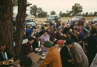 Serving up the barbeque at the Pie Town, New Mexico, Fair, 1940. Creator: Russell Lee.