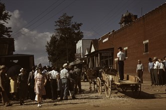 Farmers and townspeople in center of town on Court day, Campton, Ky., 1940. Creator: Marion Post Wolcott.