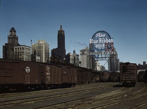 General view of part of the South Water street Illinois Central Railroad...terminal, Chicago, 1943. Creator: Jack Delano.