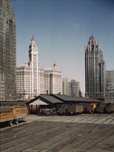 General view of part of the South Water Street Illinois Central Railroad..., Chicago, Ill., 1943. Creator: Jack Delano.