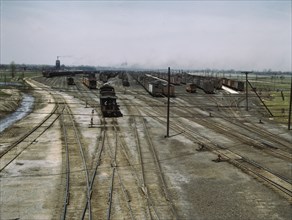 General view of part of the Bensenville freight yard of the Chicago, Milwaukee..., Illinois, 1943. Creator: Jack Delano.