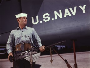 After seven years in the Navy, J.D. Estes is con...Naval Air Base, Corpus Christi, Texas, 1942. Creator: Howard Hollem.