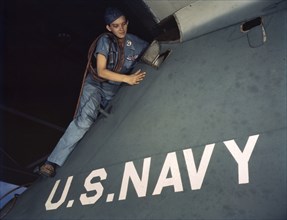 Lorena Craig is cowler under civil service at the Naval Air Base, Corpus Christi, Texas, 1942. Creator: Howard Hollem.