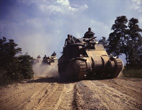 M-3 tanks in action, Ft. Knox, Ky., 1942. Creator: Alfred T Palmer.