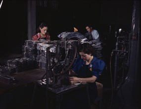 Sheet metal parts are numbered with this pneu...North American Aviation, Inc., Inglewood, CA, 1942. Creator: Alfred T Palmer.