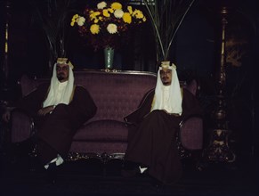 Amir Khalid [right] and Amir Faisal, sons of King Ibn Saud of Saudi Arabia, 1943. Creator: John Rous.