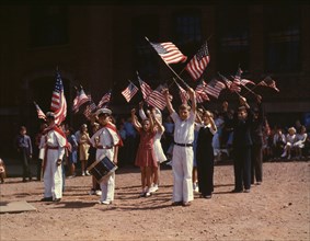 Children stage a patriotic demonstration, Southington, Conn., 1942. Creator: Charles Fenno Jacobs.