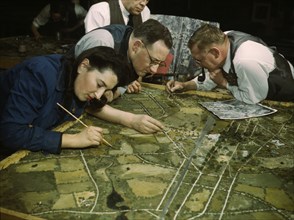 Camouflage class at New York University, where men and women...New York, N.Y. , 1943. Creator: Marjory Collins.