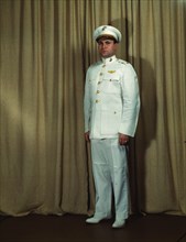 Marine Corps Major in dress white uniform, World War II, between 1941 and 1945. Creator: Howard Hollem.