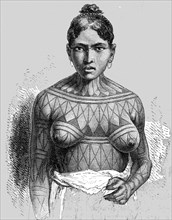 'Mundi Rucu Girl, Tatooed; A Trip up the Trombetas', 1875. Creator: Unknown.