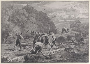 Men thrashing, 1800-1900.