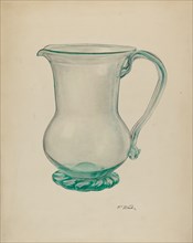 Glass Water Pitcher, c. 1940.