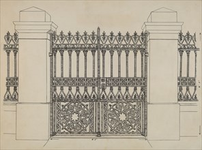 Iron Fence and Gate, c. 1936.