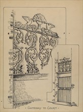 Iron Work on Doorway, c. 1936.