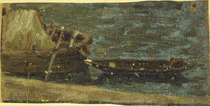 Moored boats, c1870.