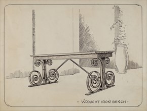 Wrought Iron Garden Bench, c. 1936.