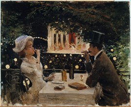 Dinner at Les Ambassadeurs, c1880.