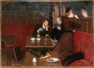 Three characters in a cafe, c1890.