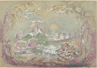 Lake Scene with Fairies and Swans.