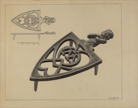 Pa. German Flat-iron Holder, 1937.
