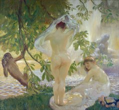 Blouse lifted, bathers, 1913.
