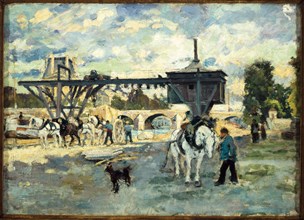 Crane on the Seine at Pont Royal, c1880.