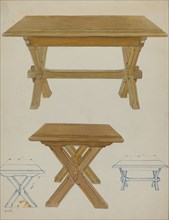 Pa. German Trestle Table, c. 1936.