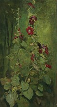 Red Hollyhocks, 1860s. Private Collection.