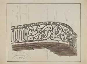Wrought Iron Balcony Rail, c. 1936.