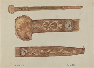 Embroidered Leather Scabbard, c. 1936.