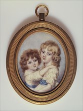 Portrait of two little girls, c1850.