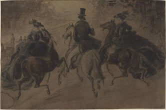 Cavalier and Two Ladies on Horseback.