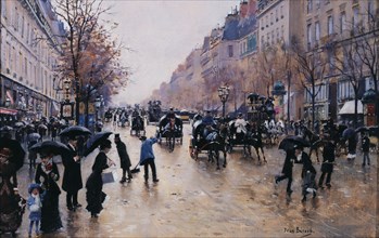 Boulevard Poissoniere in the rain, c1880.