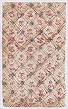 Sheet with grid and floral pattern, 19th century.