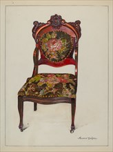 Victorian Upholstered Chair, c. 1937.