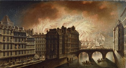 Fire at the Hotel-Dieu in 1772, c1772.