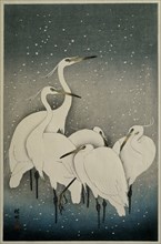 Egrets in the snow, 1925-1936. Private Collection.