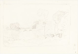 Landscape Sketch with Bridge and Castle.