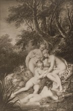 Diana bathing surrounded by five nymphs.