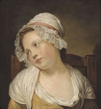 Portrait of a little girl in a white cap.