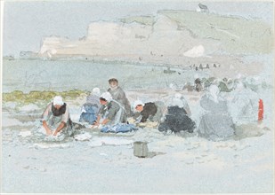 Washerwomen on the Beach at Etretat.