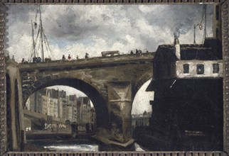 The Notre-Dame bridge and pump, 1825.