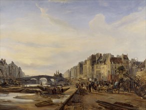 Pont-Marie and Port Saint-Paul, c1827.