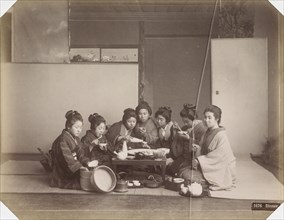 Japanese women at a meal, Between 1870 and 1890. Private Collection.